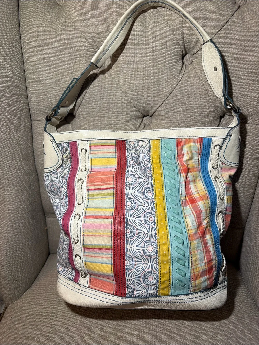 Fossil 75082 Multicolor Striped Hobo Bag